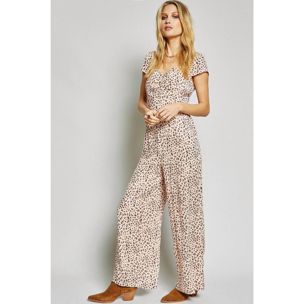 NEW SAGE THE LABEL rebel heart jumpsuit in mauve leopard print - Picture 3 of 3